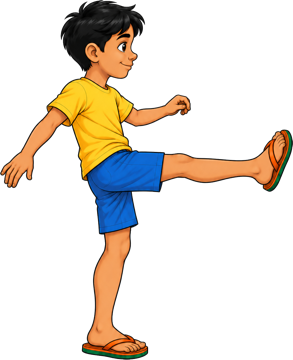 A kid mid-kick